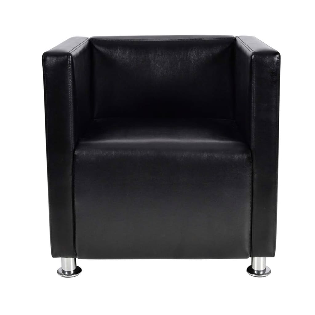 Fauteuil kubus kunstleer zwart