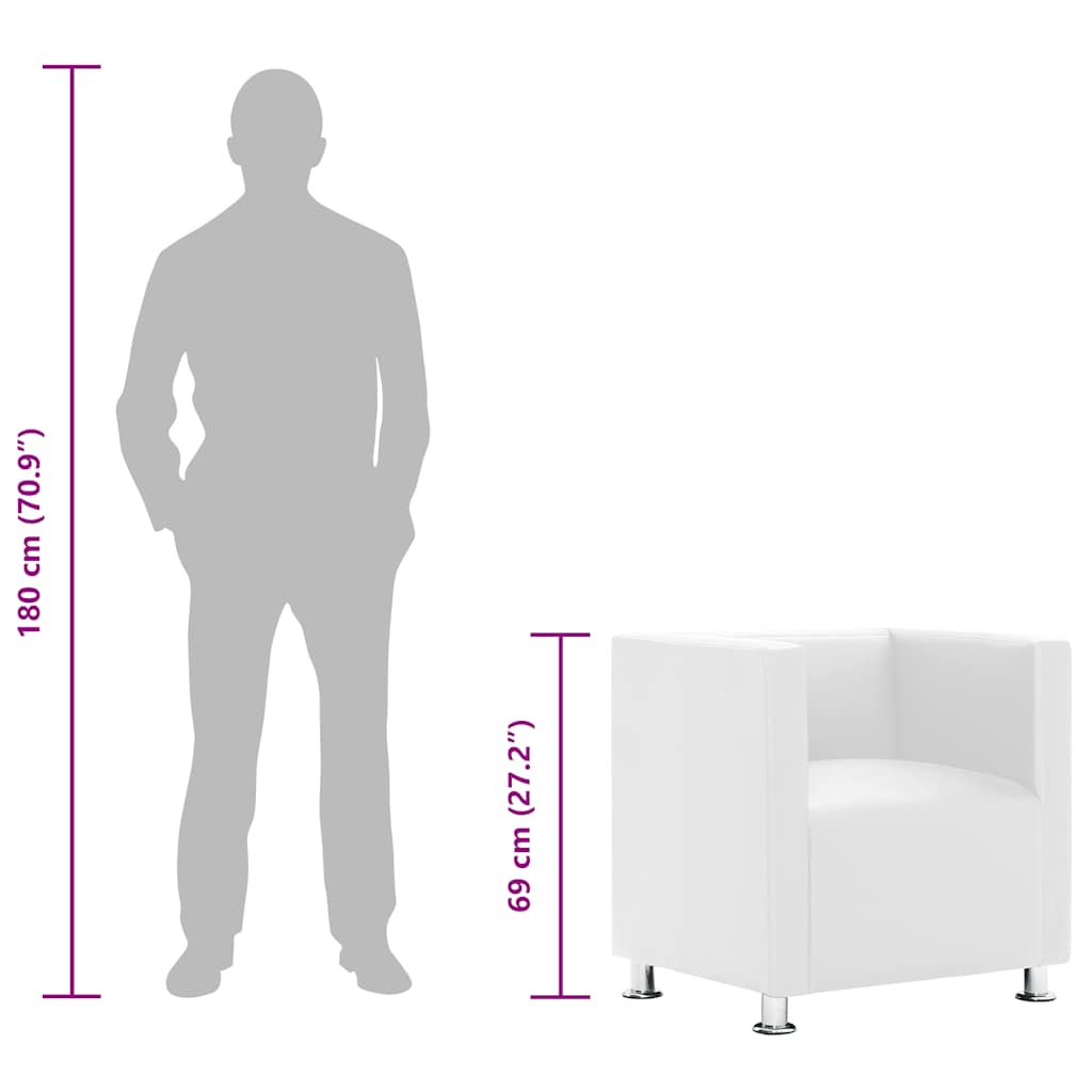 Fauteuil kubus kunstleer wit
