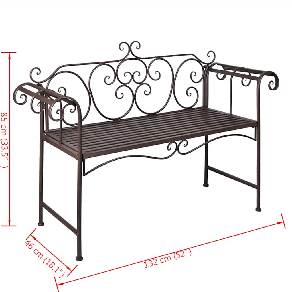 Tuinbank 132 cm staal antiekbruin