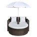 Tuinbed met parasol poly rattan bruin