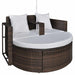 Tuinbed met parasol poly rattan bruin