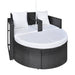 Tuinbed met parasol poly rattan zwart