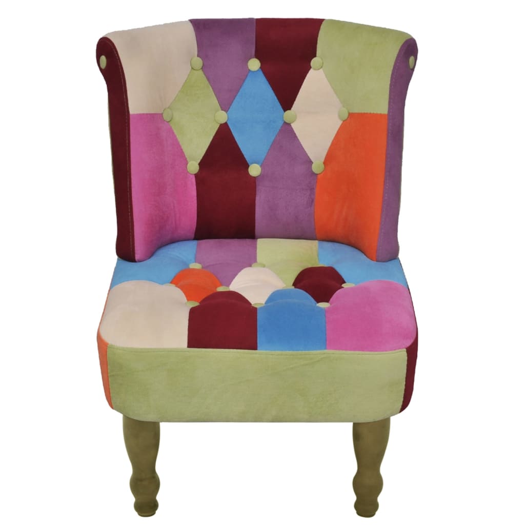Franse stoelen 2 st met patchwork ontwerp stof