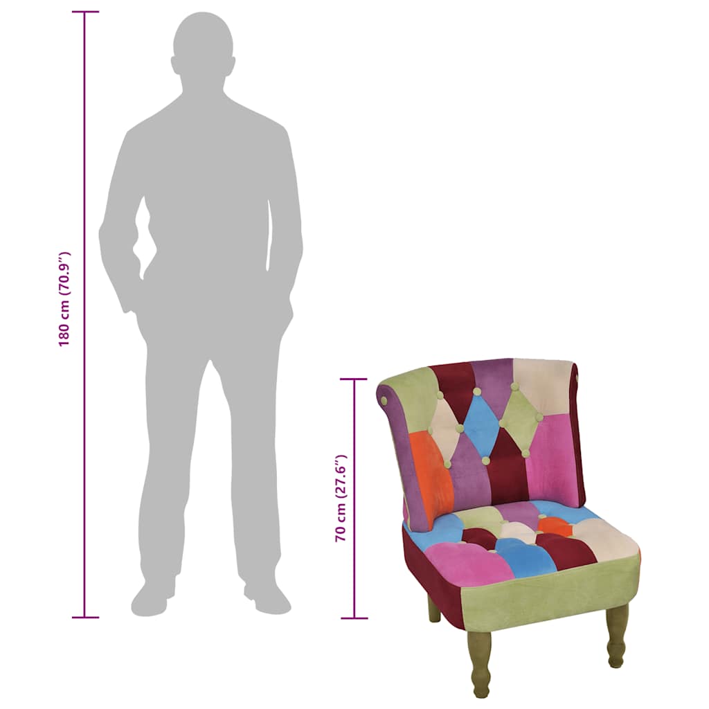 Franse stoelen 2 st met patchwork ontwerp stof