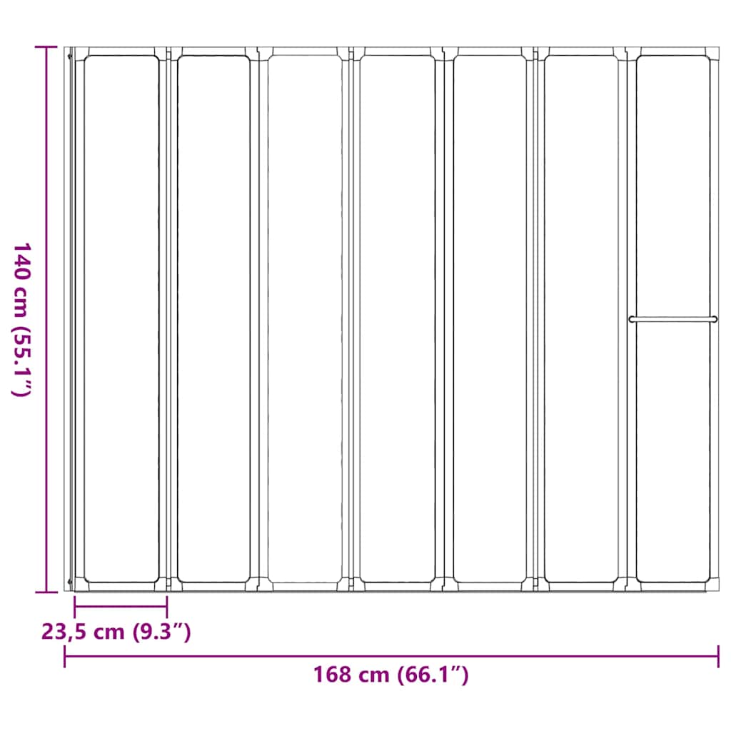 Douche en badscherm 140 x 168 cm 7 panelen met handdoekrek
