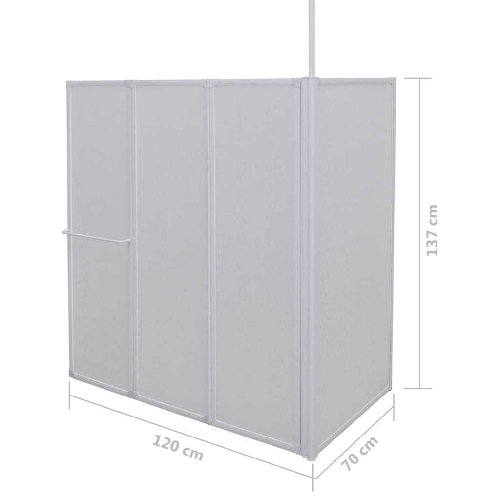 Badwand L-vormig 4 panelen inklapbaar 70x120x137 cm
