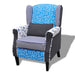 Fauteuil met patchwork stof blauw/grijs