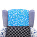 Fauteuil met patchwork stof blauw/grijs