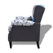 Fauteuil met patchwork stof blauw/grijs