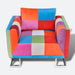 Fauteuil met patchwork ontwerp en verchroomde poten kubus stof
