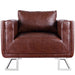 Fauteuil met verchroomde poten kubus kunstleer bruin