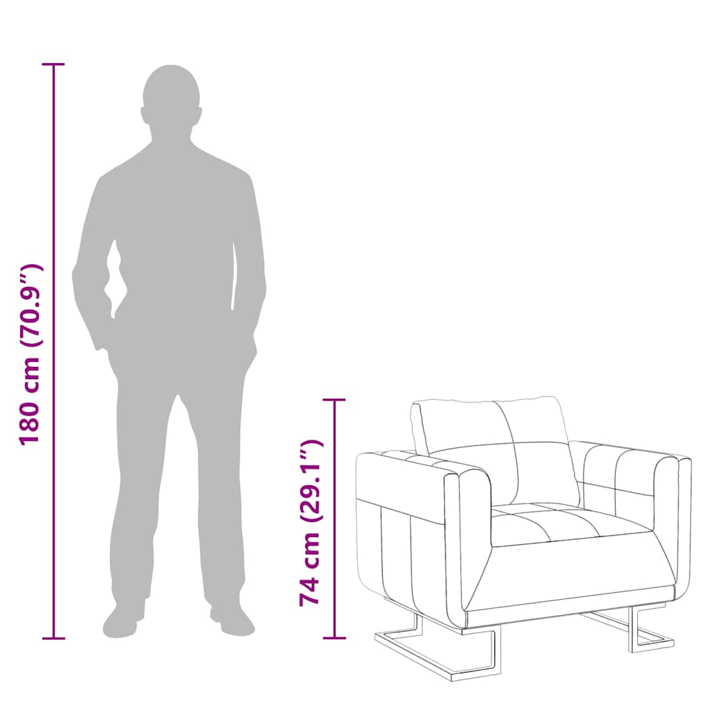 Fauteuil met verchroomde poten kubus kunstleer bruin