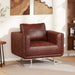 Fauteuil met verchroomde poten kubus kunstleer bruin