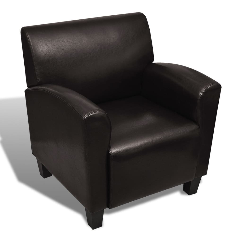Fauteuil kunstleer donkerbruin