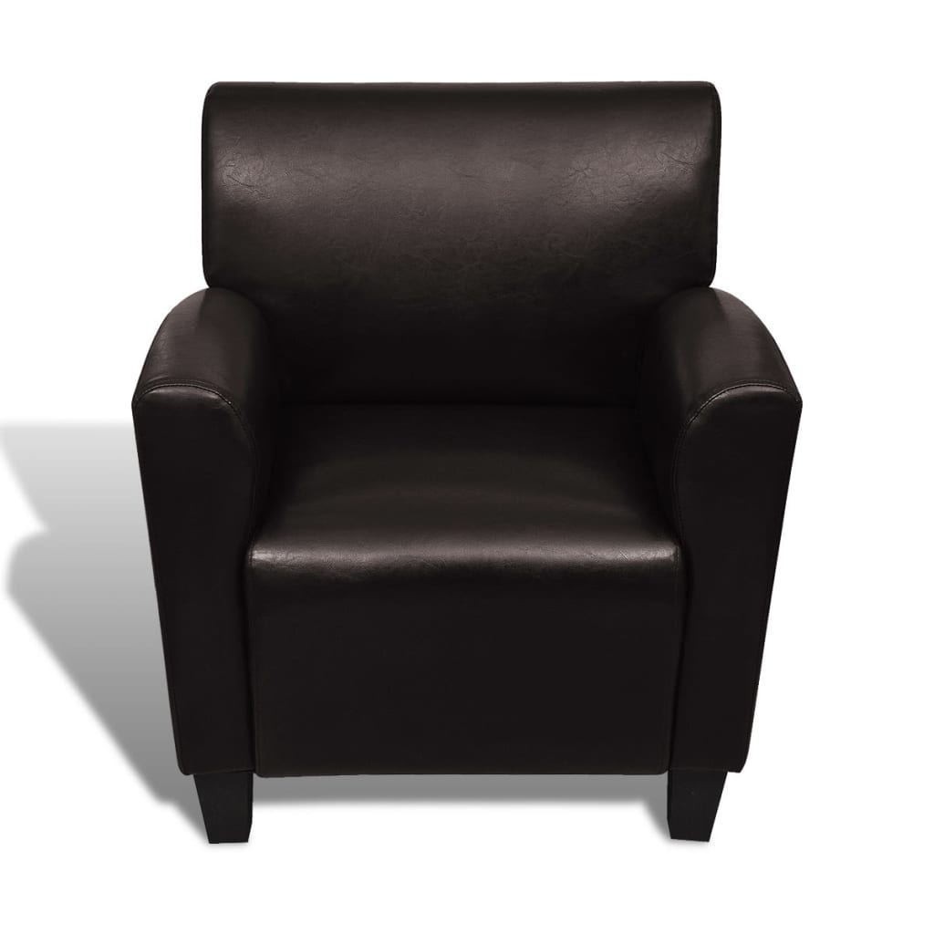 Fauteuil kunstleer donkerbruin