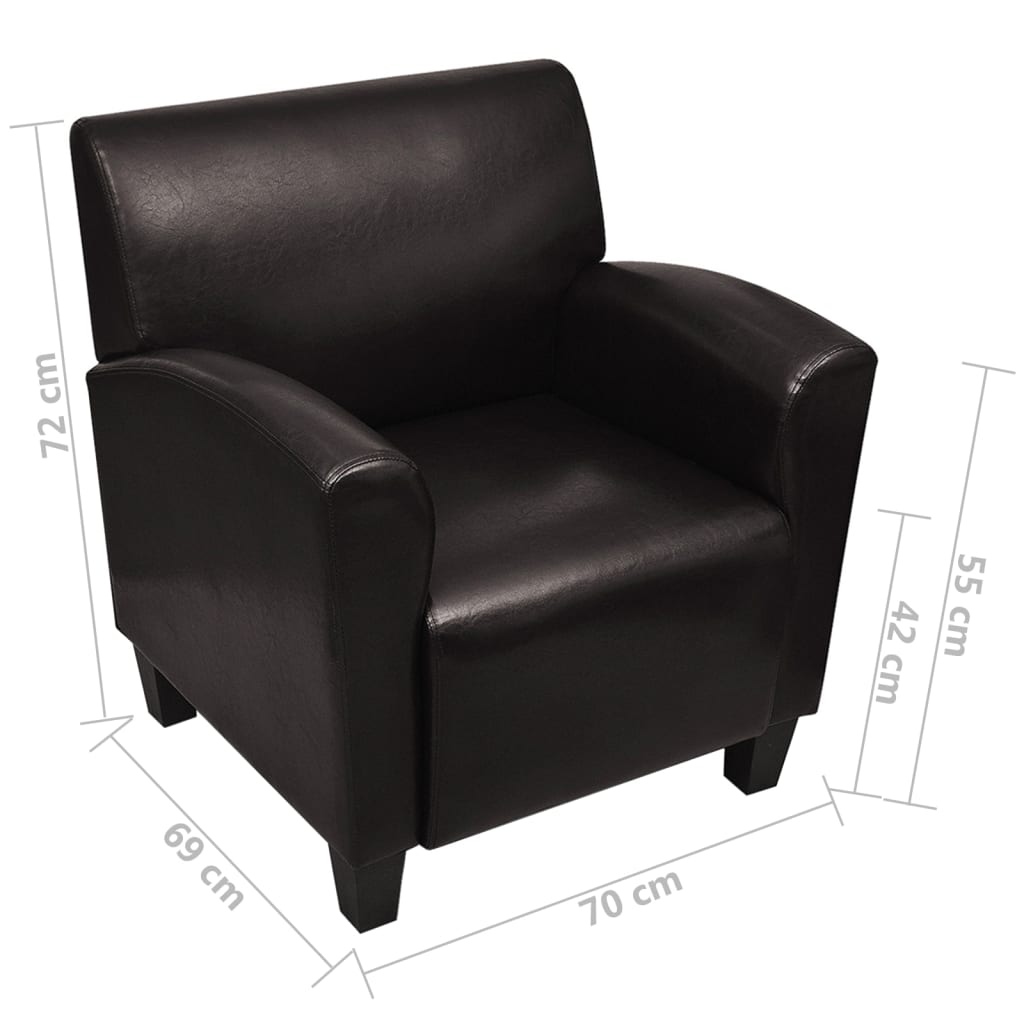 Fauteuil kunstleer donkerbruin