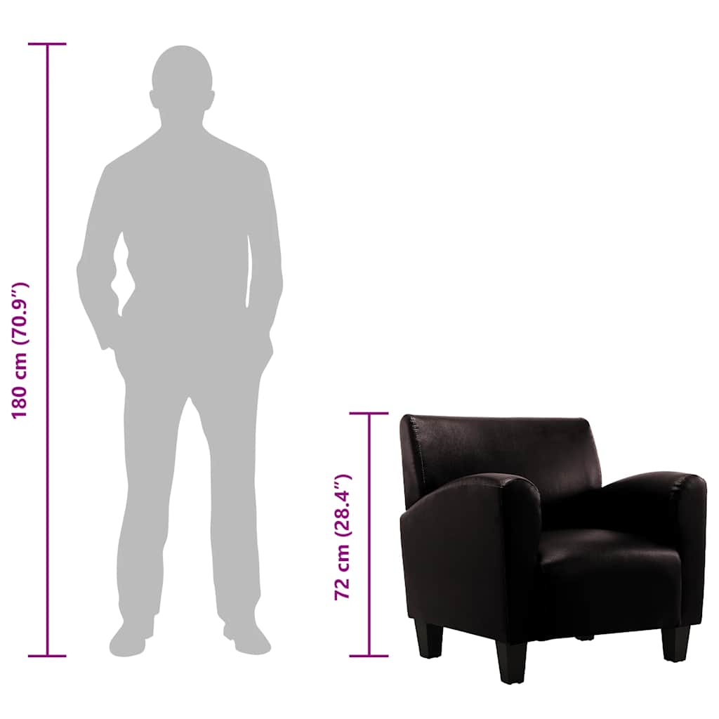 Fauteuil kunstleer donkerbruin