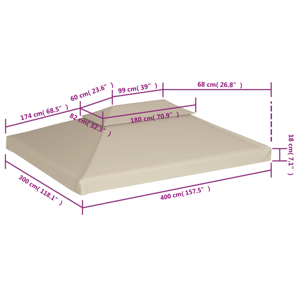 Vervangend tentdoek prieel 310 g/m² 3x4 m beige