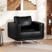 Fauteuil met verchroomde poten kubus kunstleer zwart