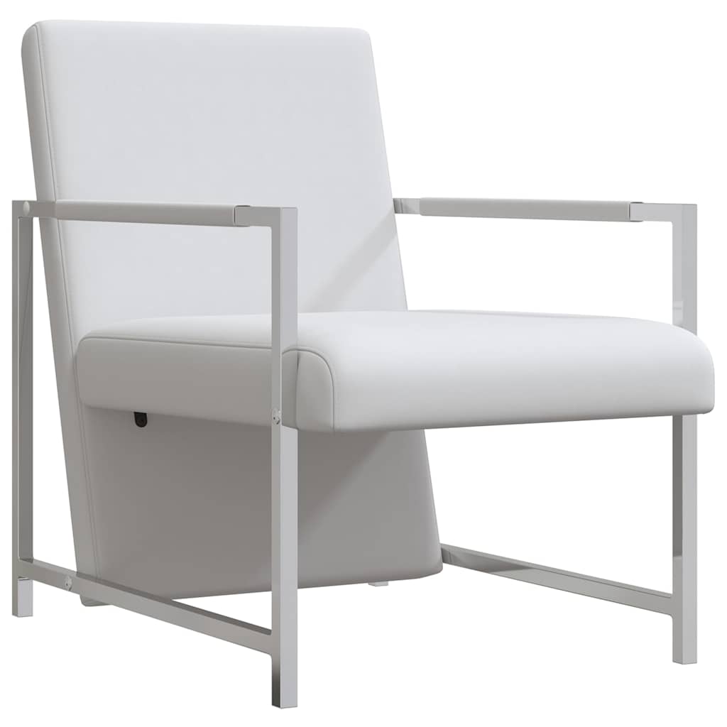Fauteuils 2 st met chroom frame kunstleer wit