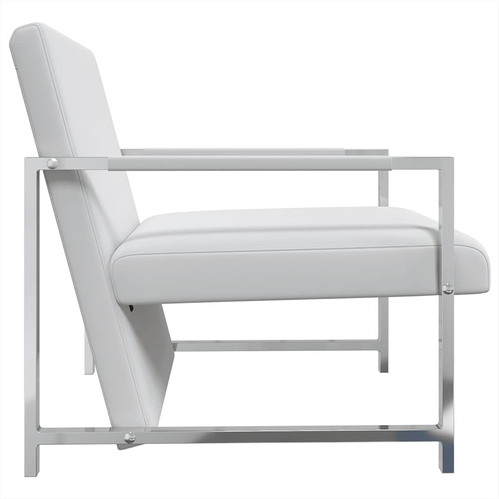 Fauteuils 2 st met chroom frame kunstleer wit