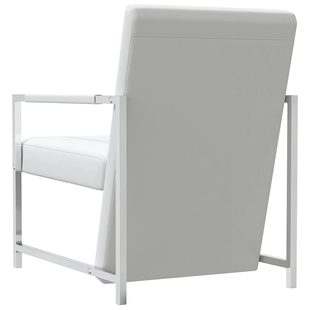 Fauteuils 2 st met chroom frame kunstleer wit