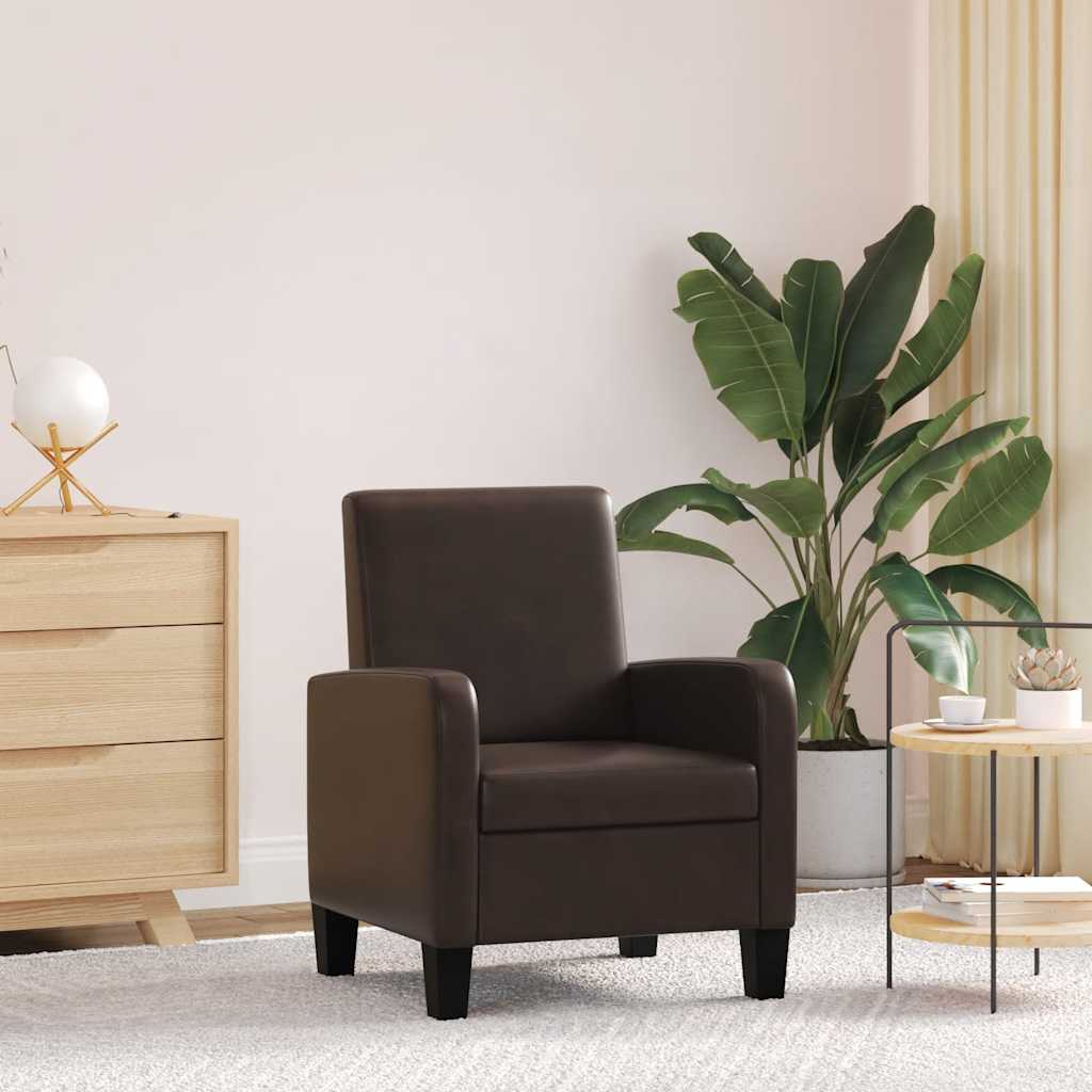 Fauteuil kunstleer bruin
