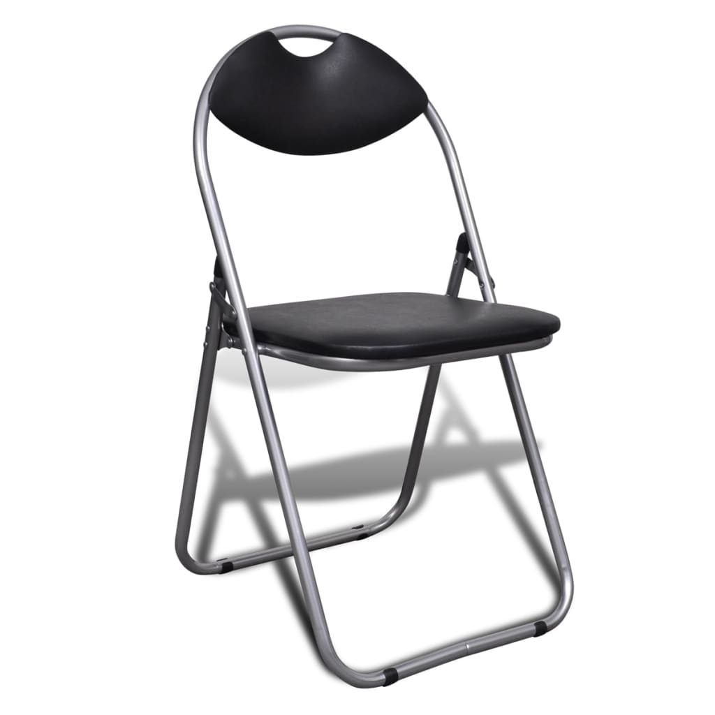 Eetkamerstoelen inklapbaar 6 st kunstleer en staal zwart