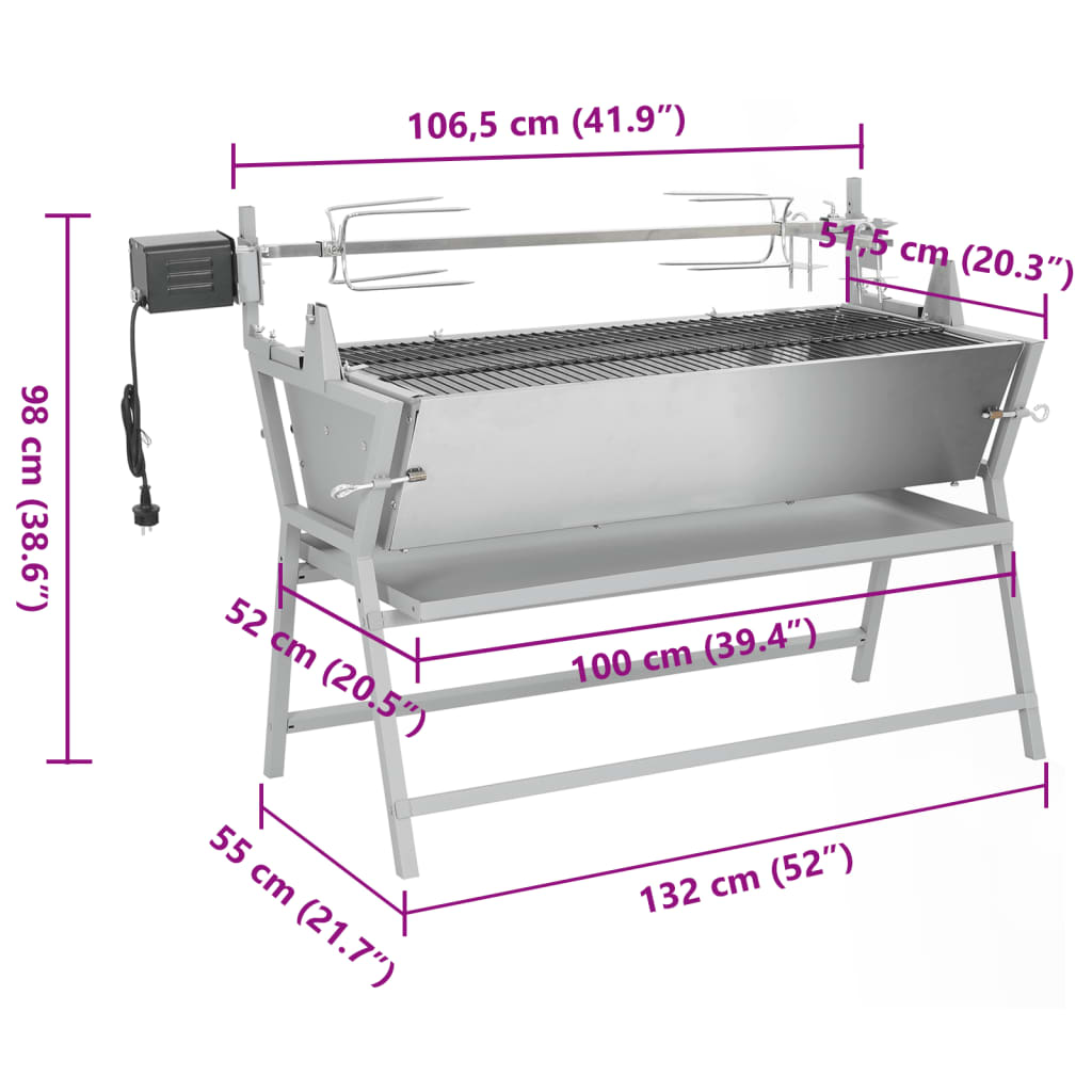 Draaispit barbecue ijzer en roestvrij staal