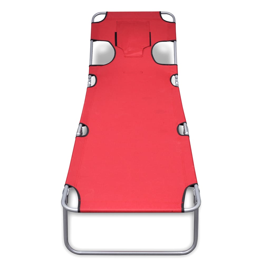 Ligbed inklapbaar met hoofdkussen gepoedercoat staal rood