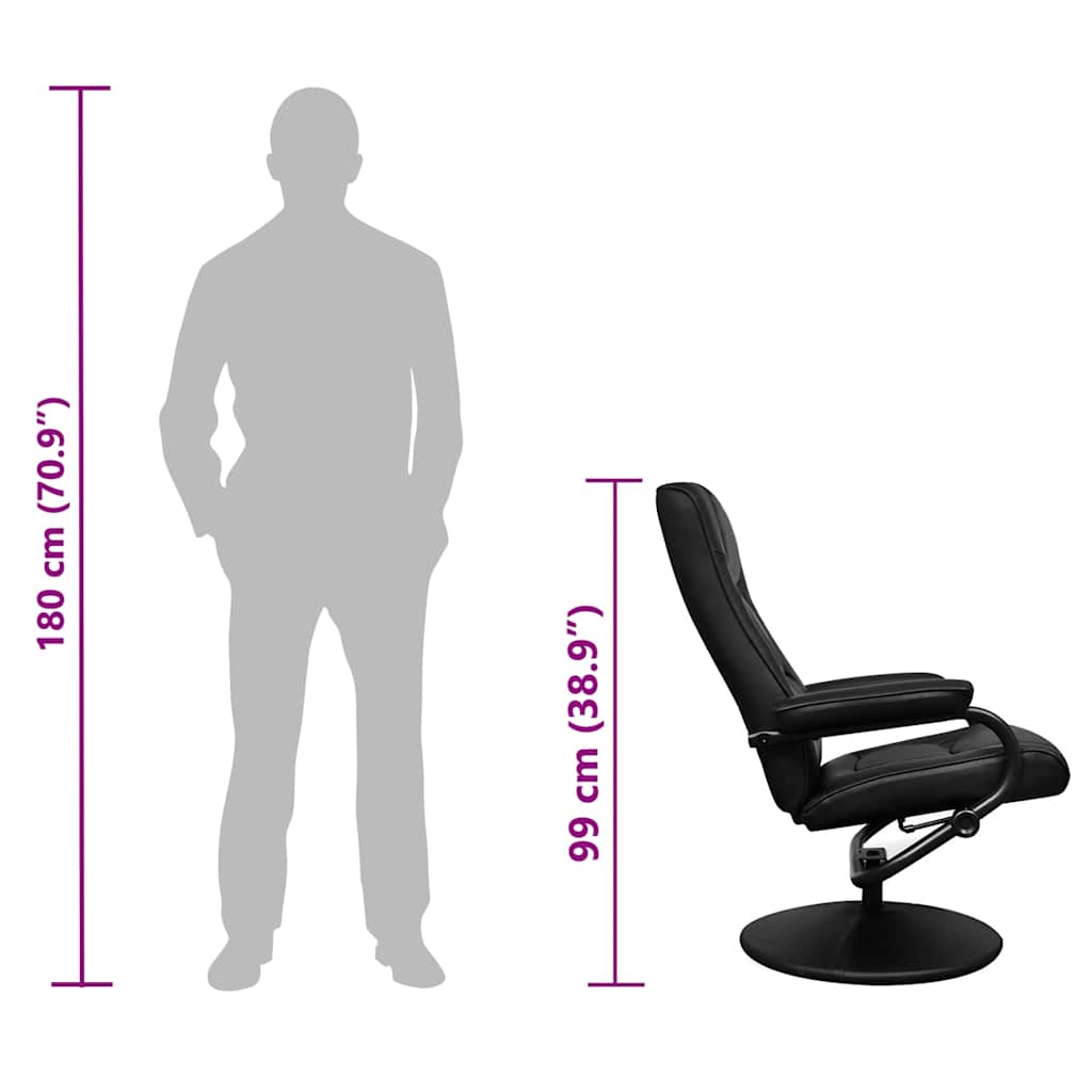 Tv-fauteuil met voetenbankje kunstleer zwart