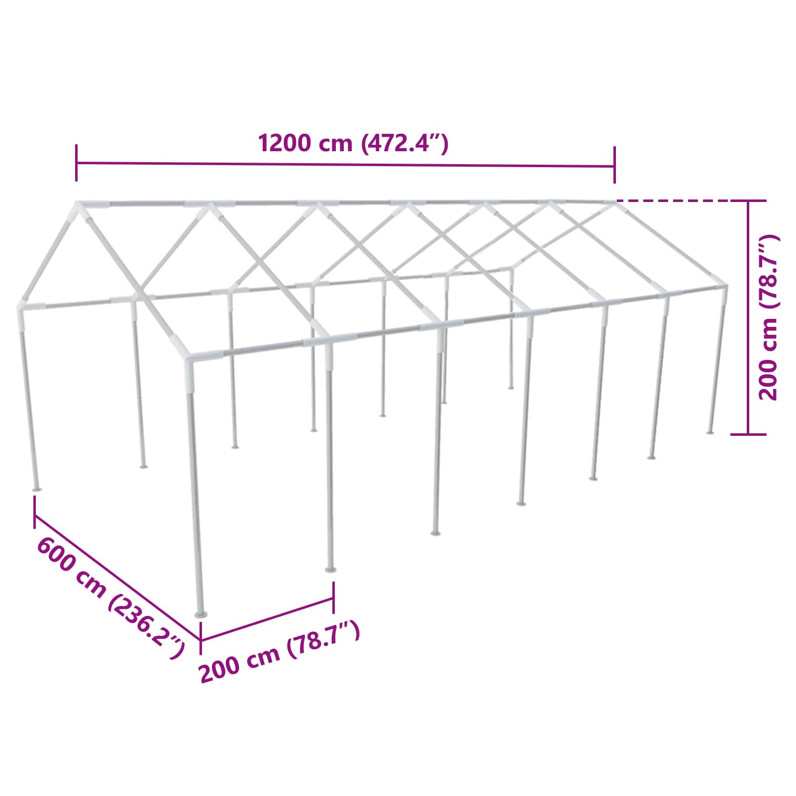 | Tentdoek zonder frame | Wit 12 x 6 m PE