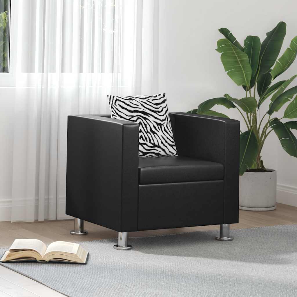 Fauteuil kunstleer zwart