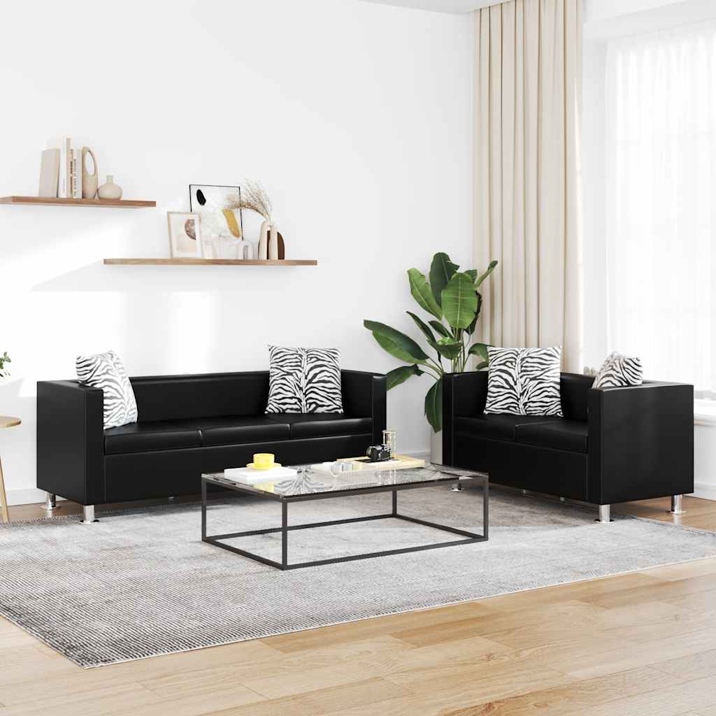Bankstel kunstleer zwart