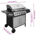 Gasbarbecue 6+1 kookzone zwart en zilver