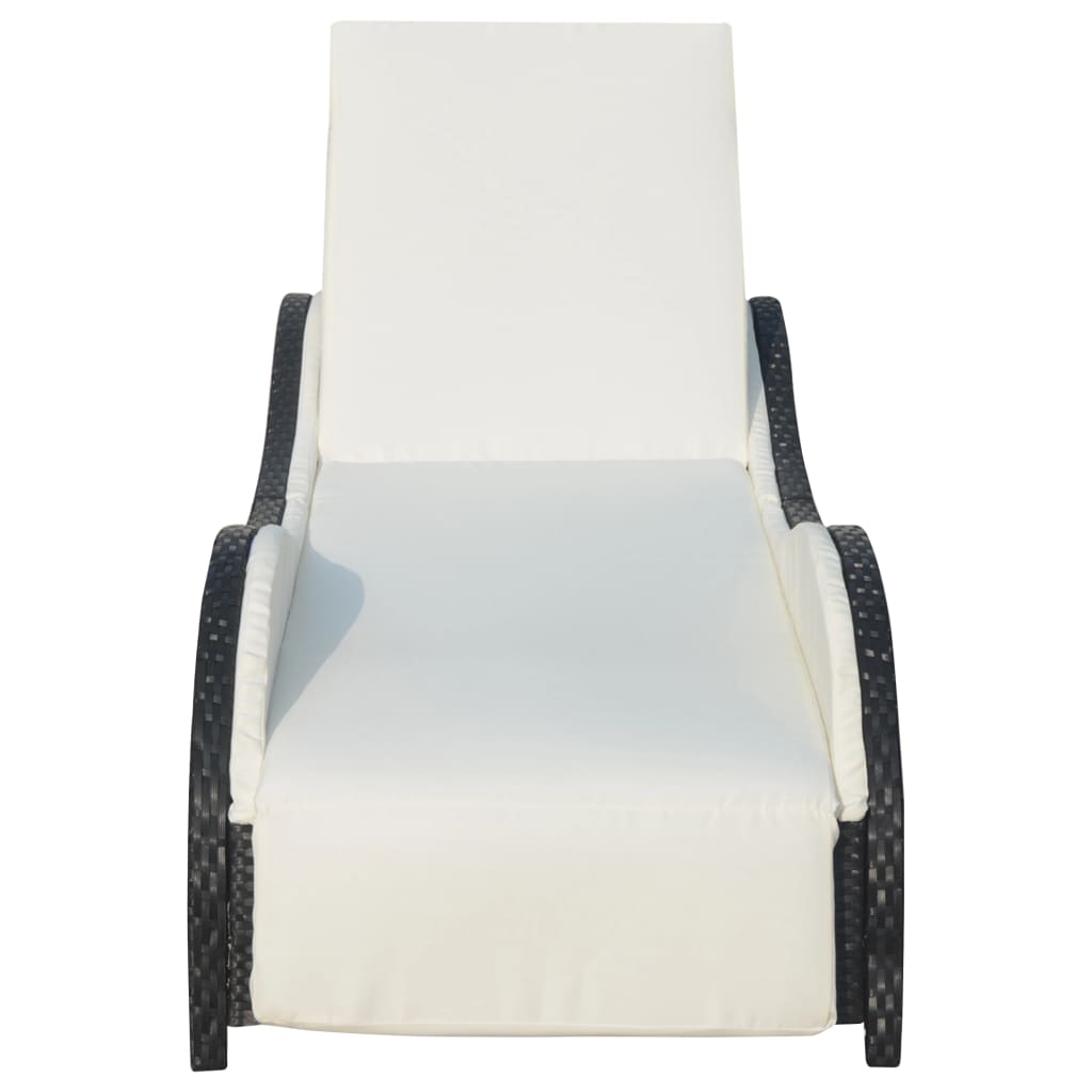 Ligbed met kussen poly rattan bruin