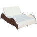 Ligbed tweepersoons met kussen poly rattan bruin