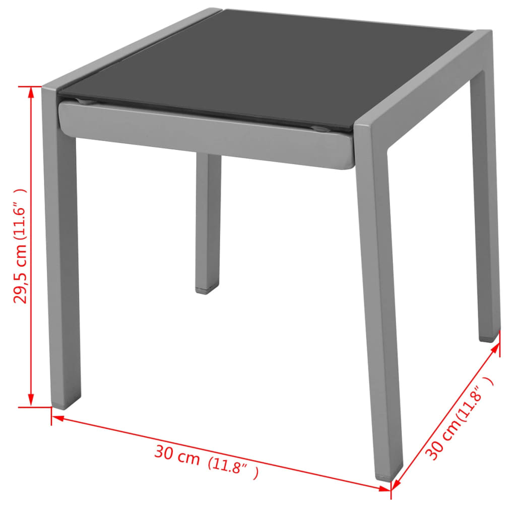 Ligbedden met tafel aluminium zwart