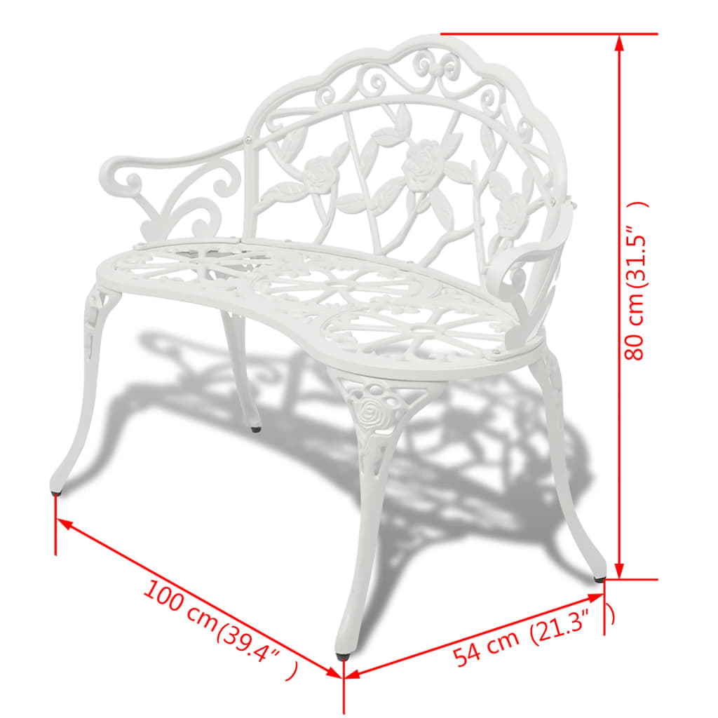 Tuinbank 100 cm gietaluminium wit