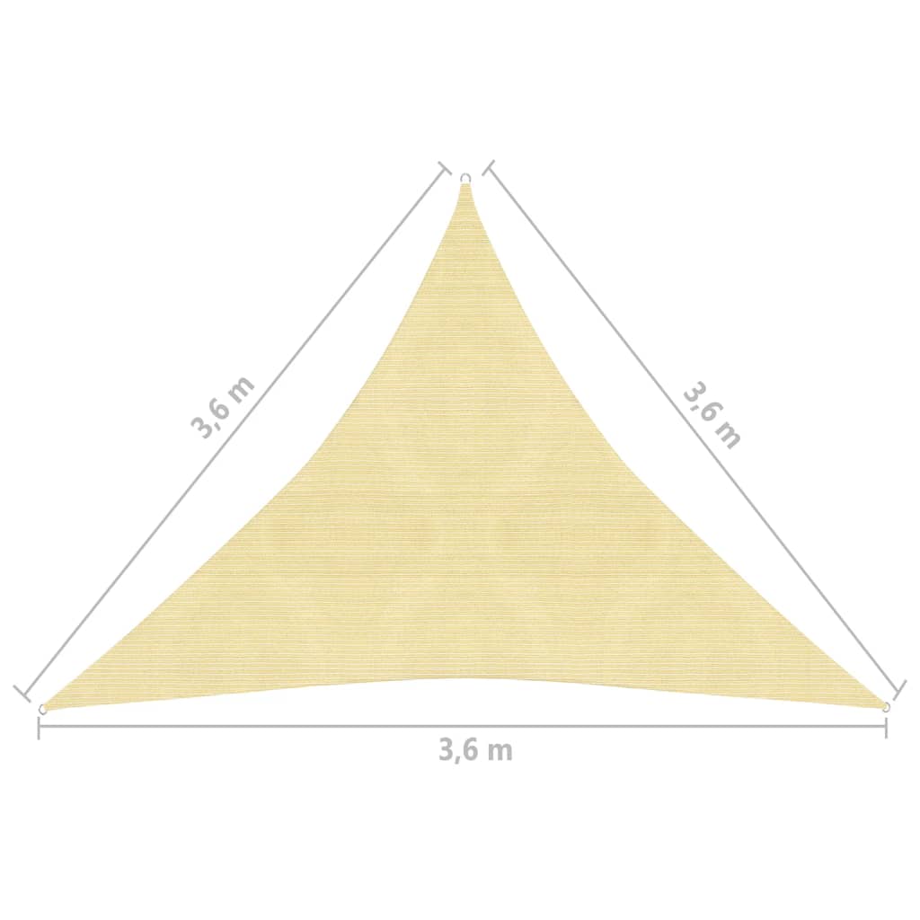 Zonnescherm Hdpe Driehoekig 3,6X3,6X3,6 M Beige 3.6 x 3.6 x 3.6 m