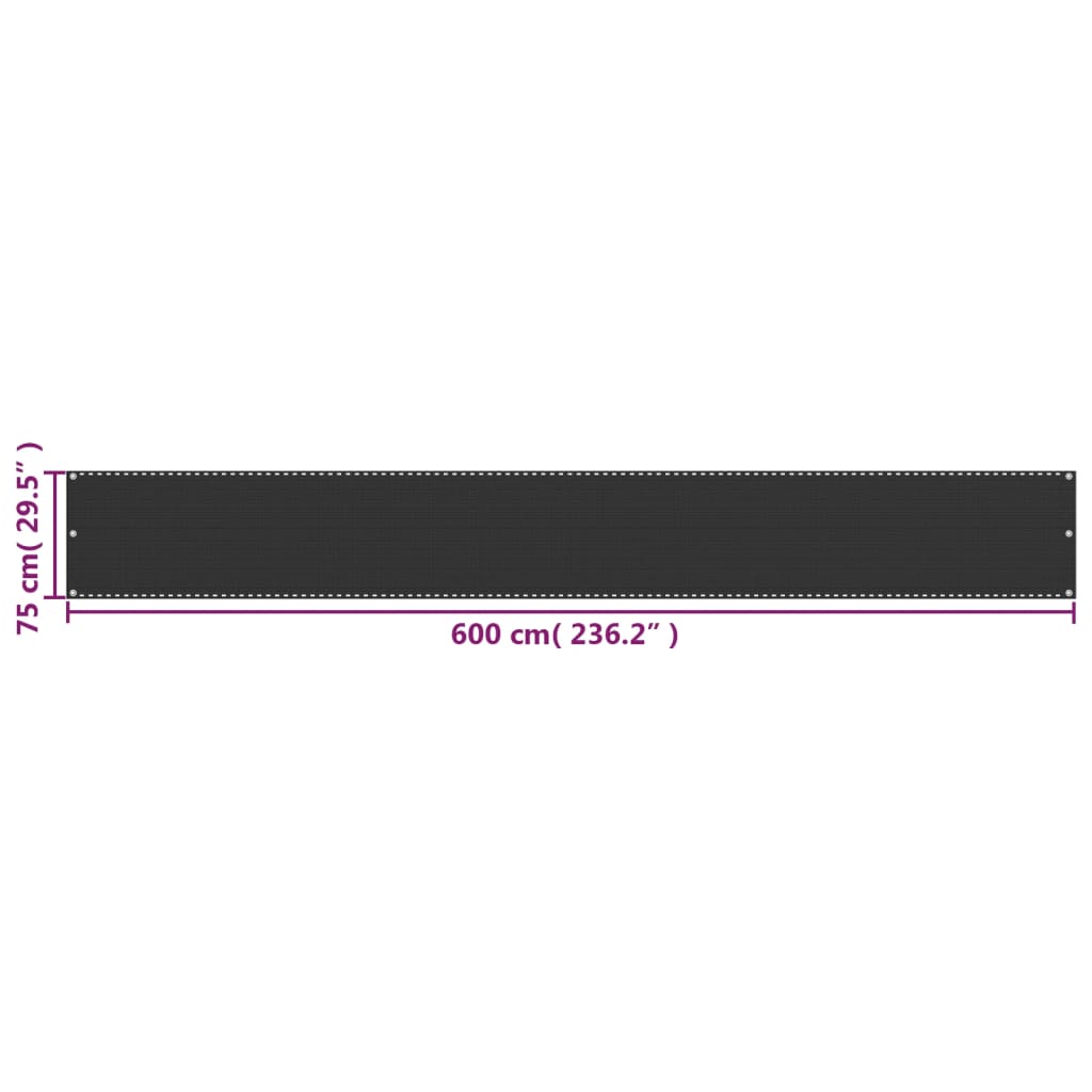 Balkonscherm Hdpe 75X600 Cm Antraciet 75 x 600 cm