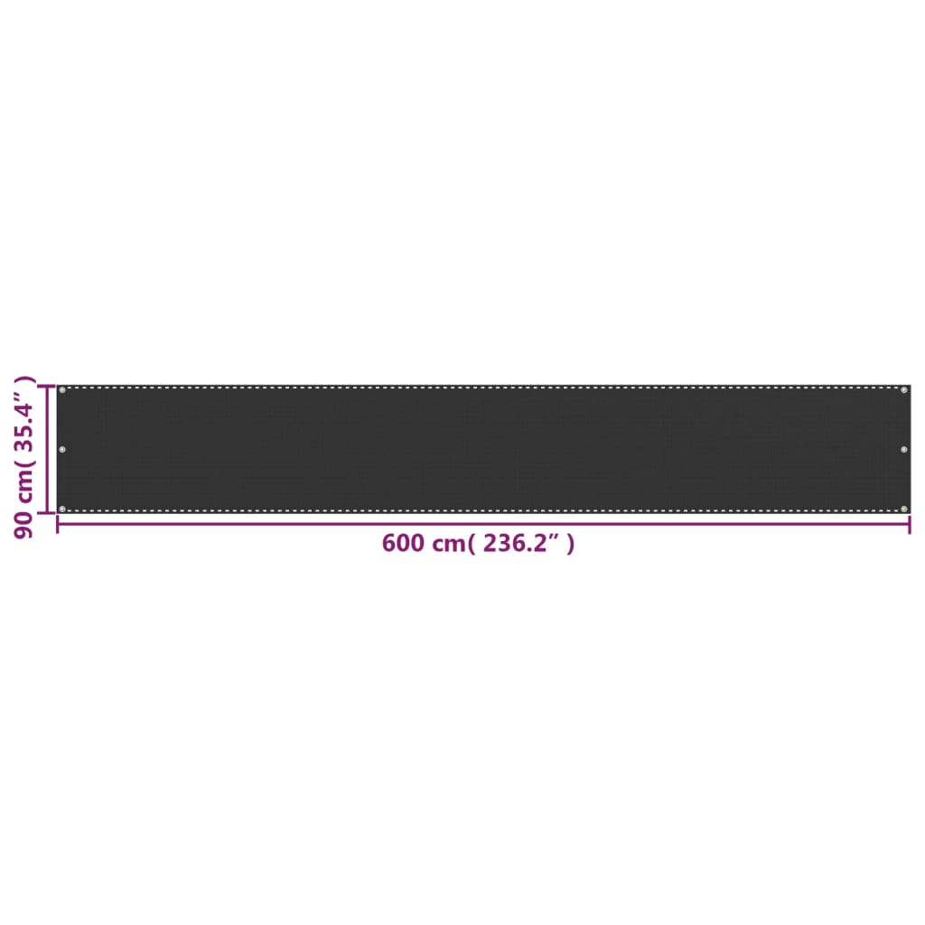 Balkonscherm 90X600 Cm Hdpe Antracietkleurig 90 x 600 cm