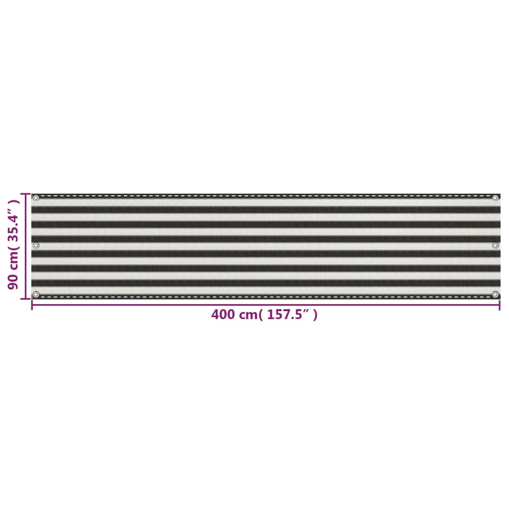 Balkonscherm Hdpe 90X400 Cm Antraciet En Wit 90 x 400 cm