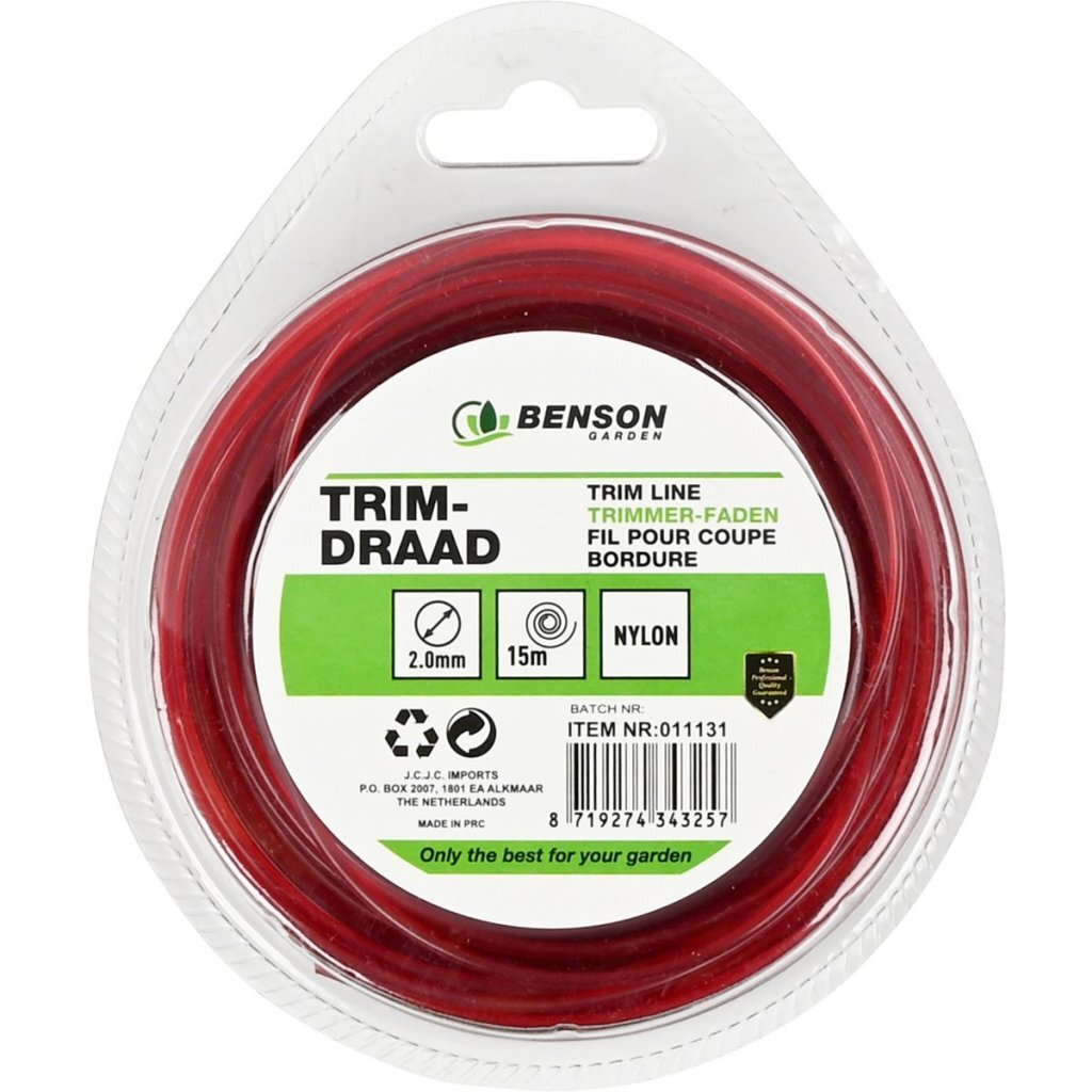 Benson Trimdraad 2 Mm 15 M Rood