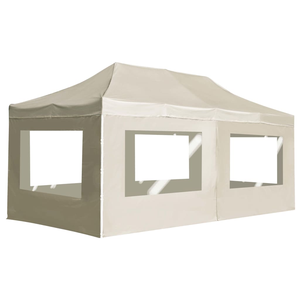 Partytent inklapbaar met wanden 6x3 m aluminium crème
