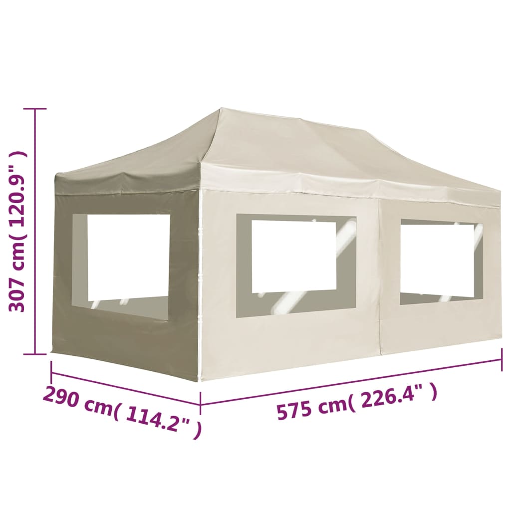Partytent inklapbaar met wanden 6x3 m aluminium crème