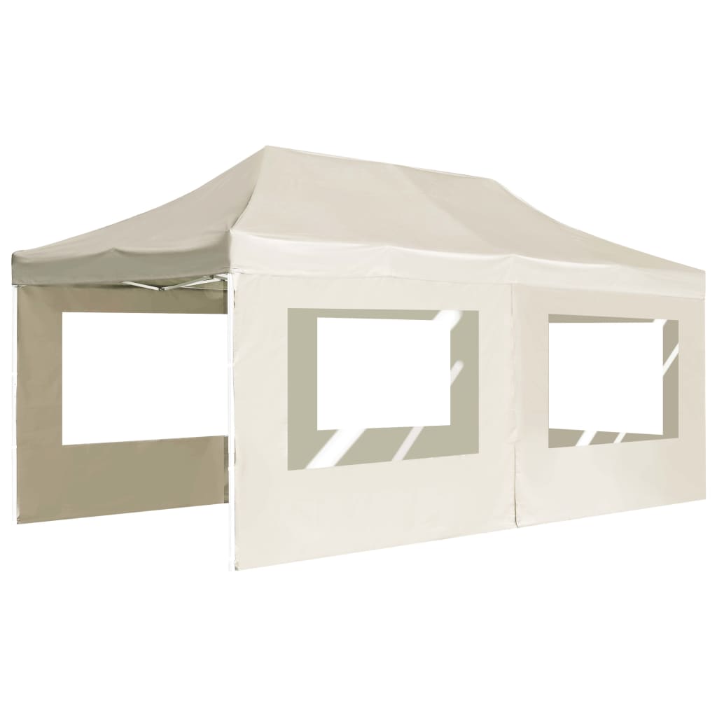 Partytent inklapbaar met wanden 6x3 m aluminium crème