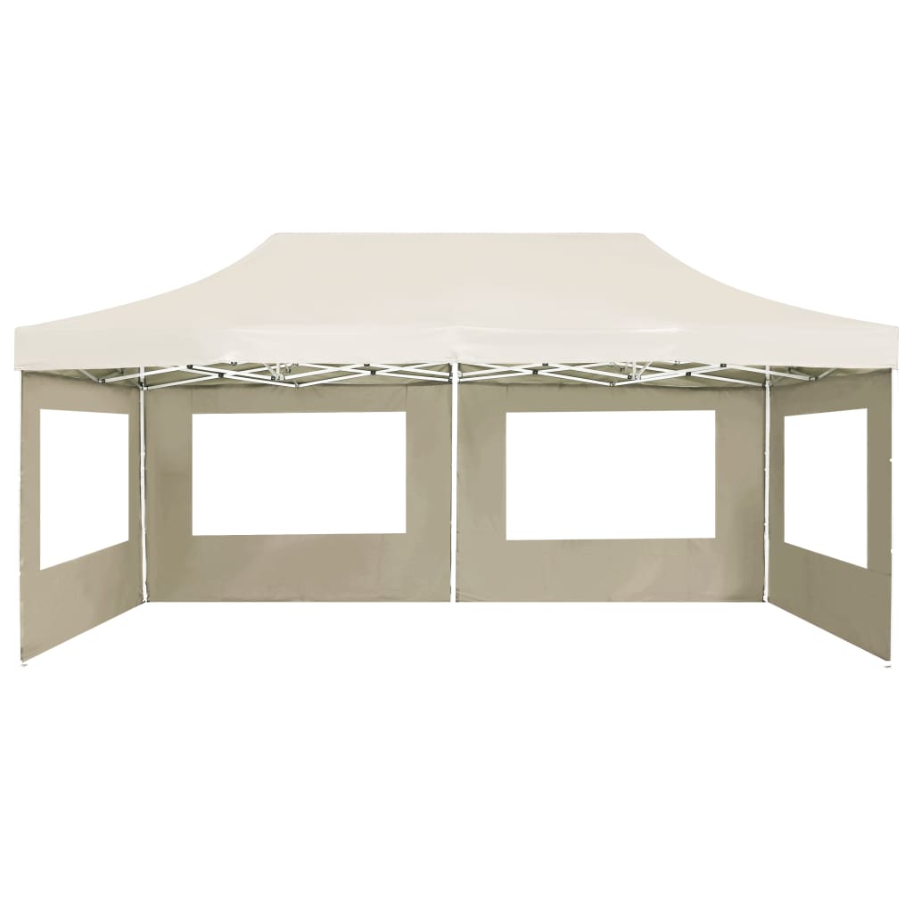 Partytent inklapbaar met wanden 6x3 m aluminium crème