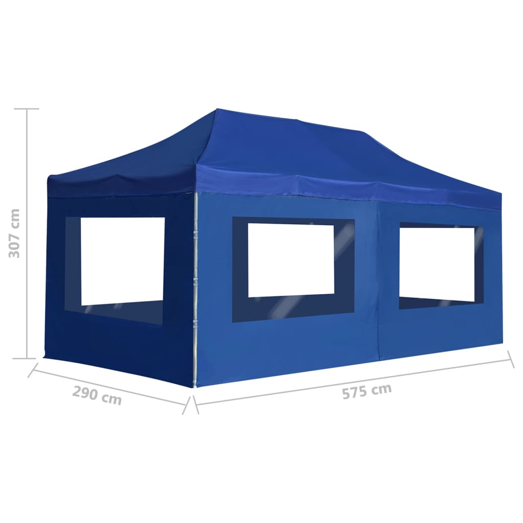 Partytent inklapbaar met wanden 6x3 m aluminium blauw