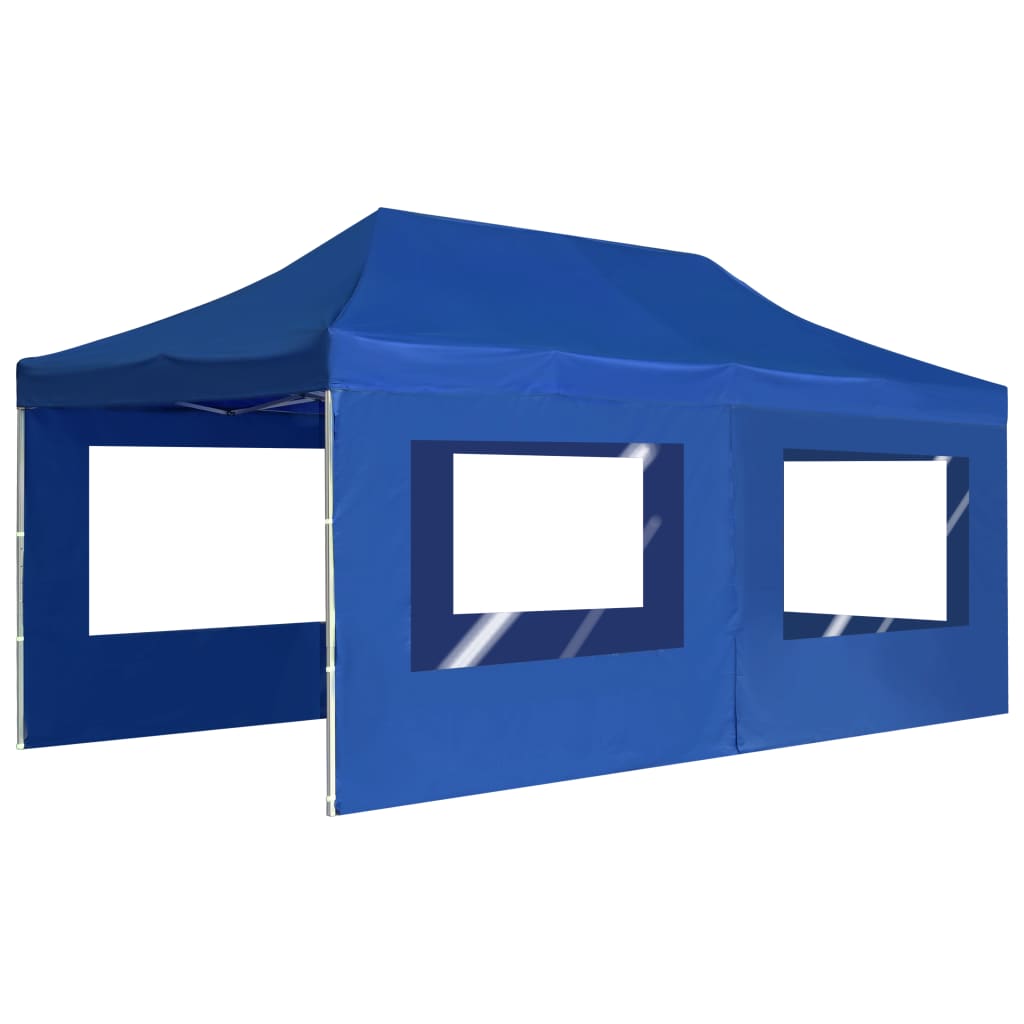 Partytent inklapbaar met wanden 6x3 m aluminium blauw